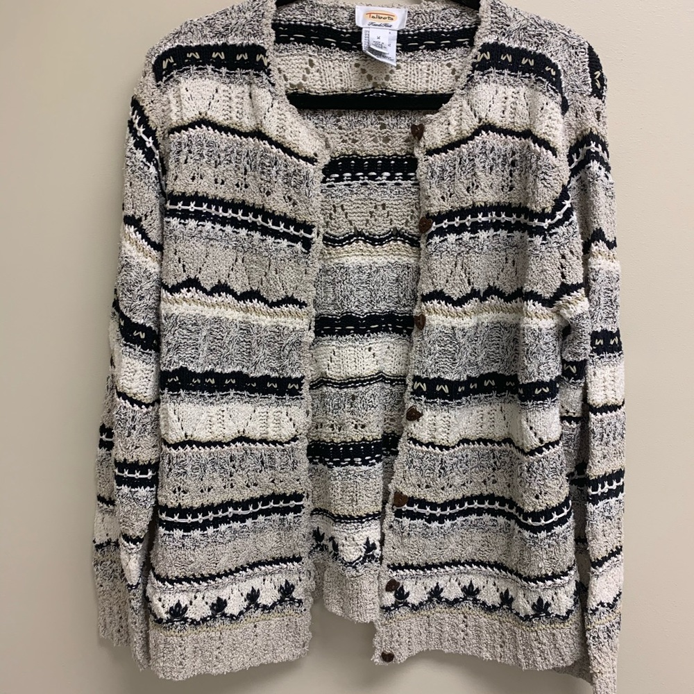 Talbots handknit cardigan with heart buttons